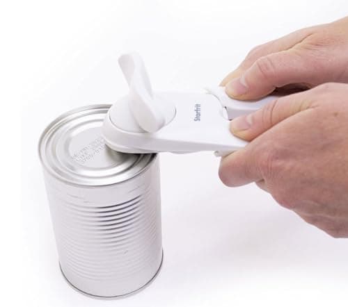 Starfrit Little Beaver Can Opener, Safe, Holds Lid and Leaves No Sharp Edges on Lid, Comfort Grip, 3-Year Warranty, White — view 2