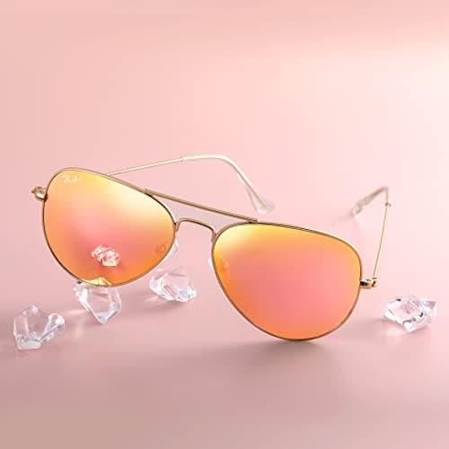 Pro Acme Classic Aviator Sunglasses for Women & Men Polarized Metal Frame UV400 Driver Sunglasses, 62 MM（Gold/Orange Red Mirrored-Polarized） — view 2