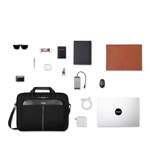 Targus 15-16 Inch Slim Lightweight Laptop Briefcase, Black - Messenger and Shoulder Bag with Padded Compartment and Trolley Strap for 16" Laptops (TCT027US) — view 9
