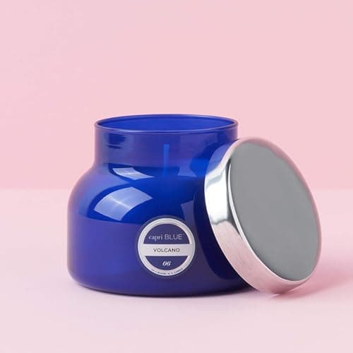 Capri Blue Volcano Scented, Glass Jar Candles for Home with Tropical Fruit & Sugared Citrus, Soy Wax Blend, Blue Color (8 Oz)