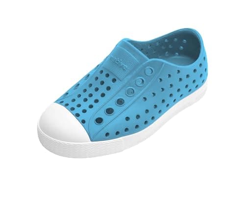 Native Shoes Unisex-Kids Jefferson Sneakers, Aquarius Blue/Shell White, 4 Toddler