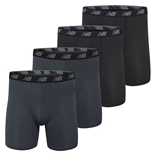 New Balance Men's Standard 5" Performance No Fly Boxer Brief (4 Pack), Thunder/Thunder/Black/Black, Medium