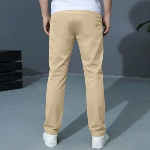 Boys Pants Elastic Waist Trousers Youth Chinos Trousers Pull On Relaxed School Uniform Pants Comfort Twill Pants Khaki — view 2