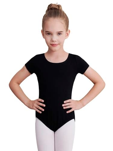 WEGETIT Leotards for Girls Gymnastics Toddler Ballet Leotard Girls Dance Shirts (Black,4-6Years)