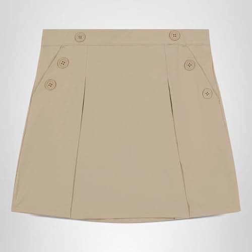 Nautica Girls School Uniform Pull-on with Undershorts, Poplin Style Button Pockets, Wrinkle & Fade Resistant Scooter Skirt, Khaki, 7 US — view 4