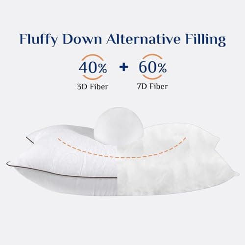 JOLLYVOGUE Standard Pillows Set for Sleeping, Cooling and Supportive Pillows Full Size for Side and Back Sleepers, Down Alternative Hotel Collection Sleeping Pillow — view 2