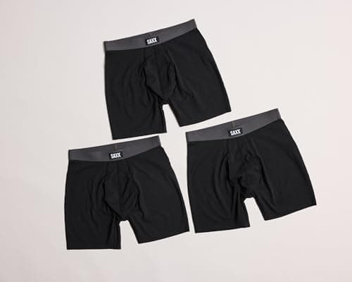 SAXX Underwear Co. Men's Core Cotton Boxer Brief Fly 3-Pack, Black/Graphite, Large — view 3
