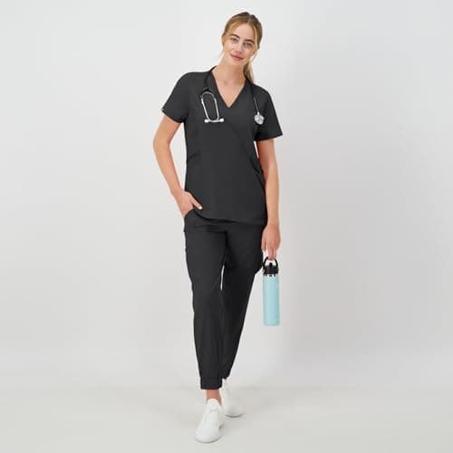 Hanes Women's Scrubs Cargo Joggers, Healthcare Scrub Joggers for Women, Moisture Wicking, New Ebony, Size M — view 4