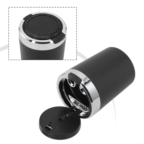 LED Illuminated Car Ash tray, Aluminum Alloy Smokeless Design with Removable Liner, Portable Cup Holder Bin for Auto Interior Accessories(Slivery) — view 2