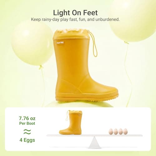 DREAM PAIRS Kids Rain Boots Boys Girls Lightweight Boots Waterproof Easy-on Outdoor Playing Rain Boot Toddler Unisex-Child,Size 10 Toddler,Yellow,SDRB2401K — view 5