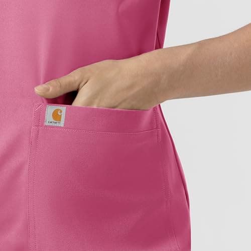 Carhartt Womens Scrub Top, Electric Fuschia, 3X-Large — view 5