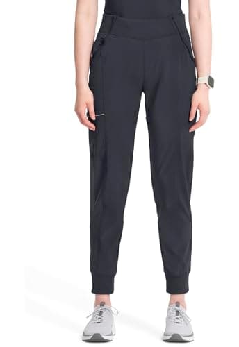 Infinity Women's Scrub Jogger Pants Mid Rise Bottoms with 5 Pockets, Moisture Wicking & 360° Stretch Fabric - CK110AT, L Tall, Pewter