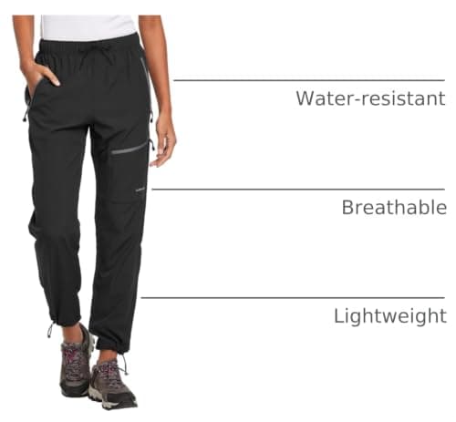 baleaf Women's Hiking Pants Quick Dry Water Resistant Lightweight Joggers Pant for All Seasons Elastic Waist Black Size M — view 3