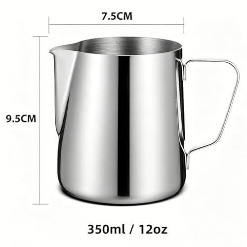 Coffee Milk Pitcher, 350ml (12oz) Silver, Perfect for Creating Latte Art Patterns — view 3