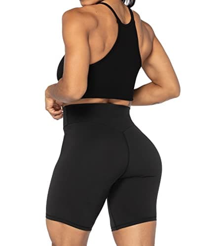 Sunzel High Waist Biker Shorts for Women No Front Seam Soft Yoga Workout Gym Bike Shorts Tummy Control Squat Proof Black — view 4