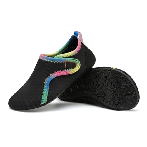 JIASUQI Kids Boys Girls Summer Athletic Water Shoes Barefoot Aqua Socks for Beach Swimming Pool(VelBlack B,Size 13-13.5 Little Kid) — view 4