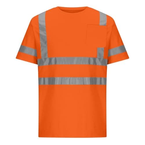 High Visibility Shirts for Men Women Short Sleeve Safety T-Shirts Class 3 Hi Vis Reflective Construction Work Shirt — view 4
