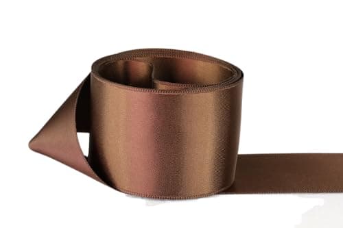 Ribbon Bazaar Double Faced Satin - Premium Gloss Finish - 100% Polyester Ribbon for Gift Wrapping, Crafts, Scrapbooking, Hair Bow, Decorating & More - 1/4" Brown 50yd Spool