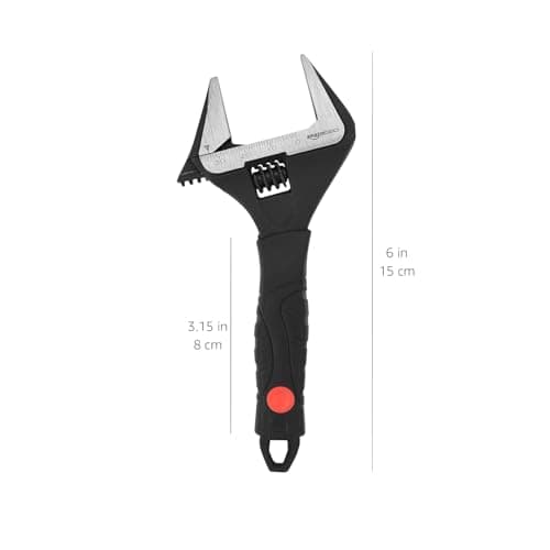 Amazon Basics 6-Inch Drop Forged Adjustable Wrench with Soft Grip, Wide Jaw, Metric/SAE Scales, Rust Resistant, 6.34 x 2.83 x 0.59 inches — view 5