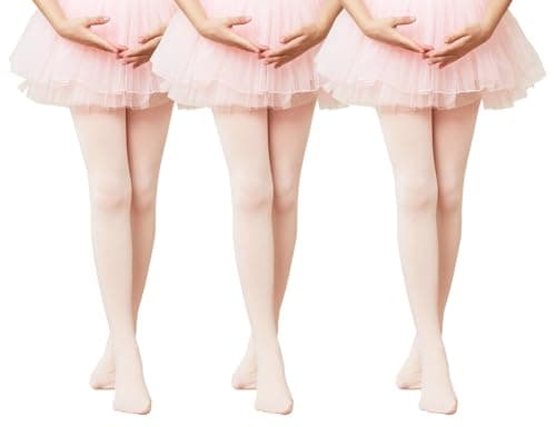 CHUNG Toddler Little Big Girls Dance Tights Footed Pantyhose Ballet Class School 2-14Years Stretchy Durable Opaque, 3 Pack Ballet Pink, 2-4T