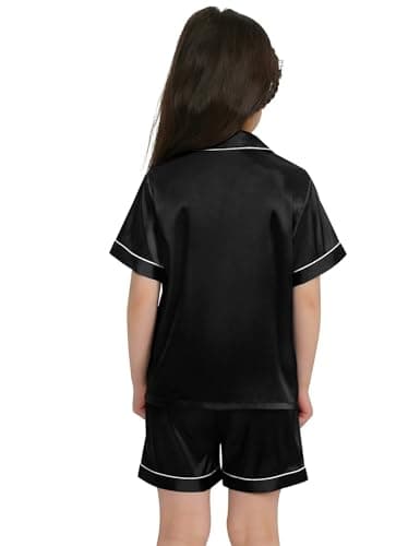SWOMOG Silk Satin Pajamas Set Short Sleeve Button-Down PJs Two-Piece Lounge Sets Sleepwear — view 4