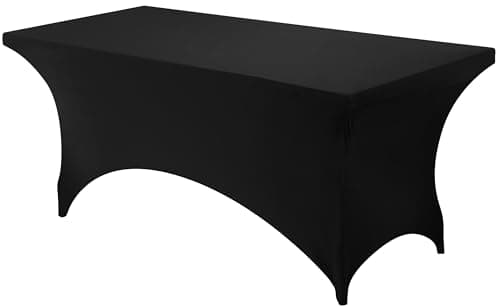 Utopia Kitchen Spandex Tablecloth 1 Pack [4FT, Black] Tight, Fitted, Washable and Wrinkle Resistant Stretch Rectangular Patio Table Cover for Event, Wedding, Banquet & Parties [48Lx30Wx30H Inch] — view 3