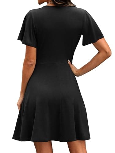 RUMIA Dresses for Women 2026 Elegant Classy Black Work Holiday Semi Formal Party Cocktail Dress Wrap V Neck L — view 4