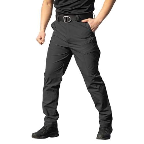 Cargo Pants for Men Work Construction Tactical Pants Lightweight Ripstop Military Pant with Pockets Outdoor Hiking Black — view 3
