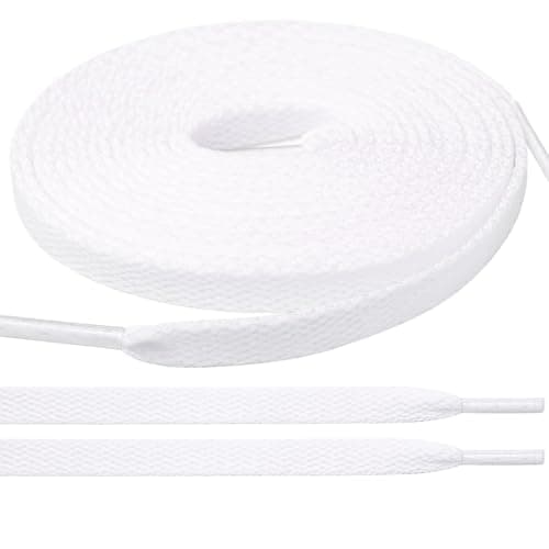 Handshop 2Pair Flat Shoelaces 5/16" - Shoe Laces Replacements For Sneakers and Athletic Shoes Boots White 114cm — view 5