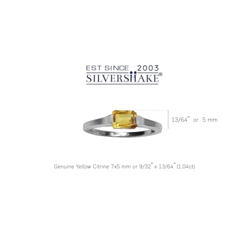 Silvershake 1.04ct. Genuine Octagon Shape Citrine White Gold Plated 925 Sterling Silver East-West Solitaire Promise Ring Size 6.5 — view 3