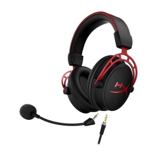 HyperX Cloud Alpha - Gaming Headset, Dual Chamber Drivers, Legendary Comfort, Aluminum Frame, Detachable Microphone, Works on PC, PS4, PS5, Xbox One, Xbox Series X|S, Nintendo Switch and Mobile – Red — view 2