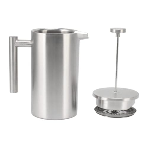 AIToWisely Portable Heatable French Press Coffee Maker, Dishwasher Safe, Double Wall Insulated Stainless Steel, 1L Capacity for Hot Coffee and Loose Tea