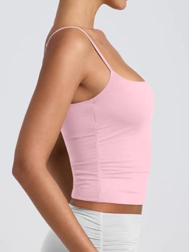 PINKMSTYLE Women's Basic Double Lined Scoop Neck Tank Tops Adjustable Cami Tank Summer Sleeveless Tops Blush XSmall — view 5