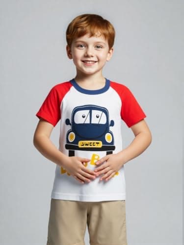 Winzik Boys Shirt Toddler Shirts Kids Boys’ Short Sleeve 3-Pack Crewneck Excavator T-Shirt Summer Clothes 18M-8Y(3-4T, Car Truck Crane) — view 8