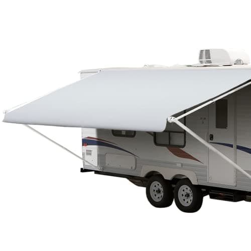 Shade Pro RV Awning Fabric Replacement | Durable Standard Grade Vinyl (17' [Fabric 16' 2"], Solid White) Camper Shade Awning Canopy