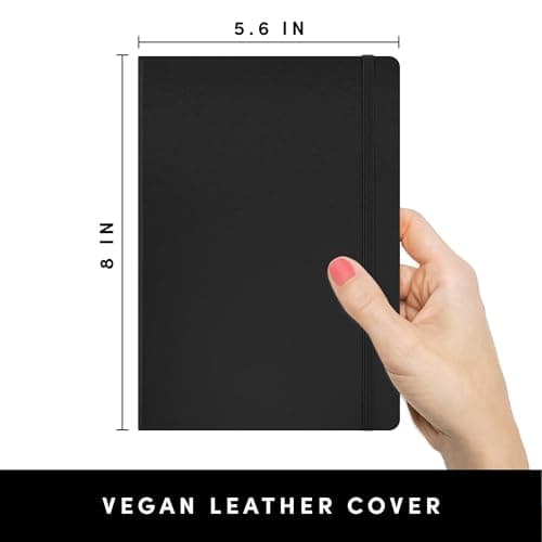 PAPERAGE Lined Journal Notebook, (Black), 160 Pages, Medium 5.6 in x 8 in - 100 GSM Thick Paper – Hardcover Journaling Notebook for Work, School & Note Taking