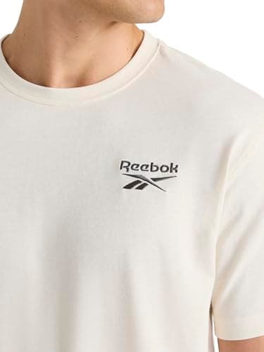 Reebok Men’s Small Embroidery Crewneck T-Shirt, Standard Fit, Lightweight Cotton-Poly Jersey Fabric, Birch, Medium — view 3