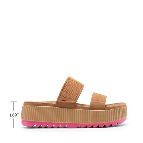 DREAM PAIRS Women's Platform Slip on Adjustable Sandals Lightweight Comfortable Non-Slip Vacation Beach Chunky Open Toe Wedges for Summer Waterproof Shoes 2026,Size 7,Camel,SDWS26004W — view 4