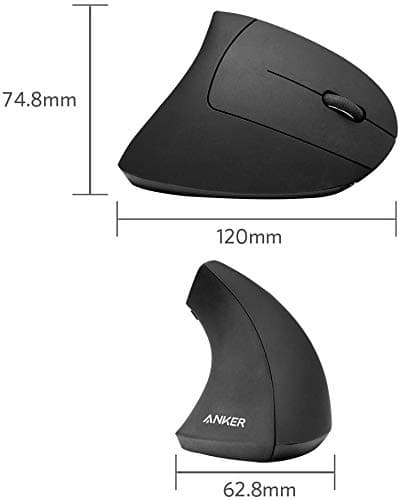 Anker 2.4G Wireless Vertical Ergonomic Optical Mouse for Work, Multi-Device Connectivity, 800/1200 /1600 DPI, 5 Buttons for Laptop, Desktop, PC - Black — view 2