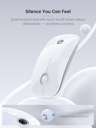RAPIQUE R306C USB C Wireless Mouse for MacBook, Type-C 2.4GHz Portable Computer Mouse with USB-C Receiver, Silent Click, Slim Cordless Mouse, 3-Speed DPI, for iPad, Chromebook, Laptop, MacOS - White — view 5