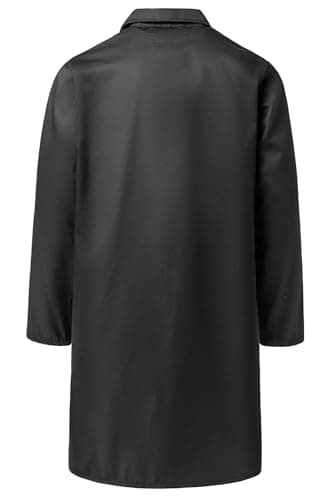 Mens Long Jacket Laboratory Coat Workwear Overcoat Adult LabCoat, Black, L