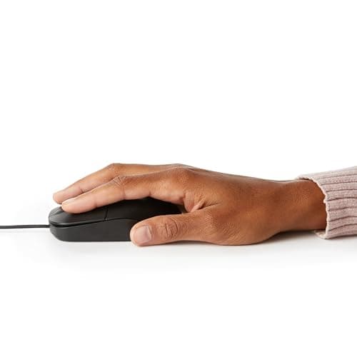 Amazon Basics 3-Button USB Wired Computer Mouse (Black), 1-Pack — view 2