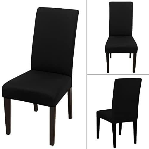 JQinHome High Stretch Removable Washable Chair Seat Protector Cover for Home Party Hotel Wedding (Pack of 6, Black) — view 2