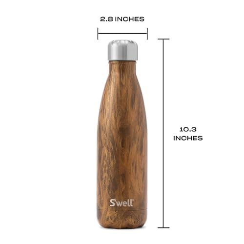 S'well Stainless Steel Water Bottle (Wood Collection Teakwood, 17oz/500ml) — view 4
