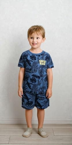 Toddler Boy Summer Outfits Clothes, Kids Boys Short Sleeve Cotton T-Shirt and Shorts Clothing Sets 2-7T (5-6 Years, Hawaiian style) — view 7