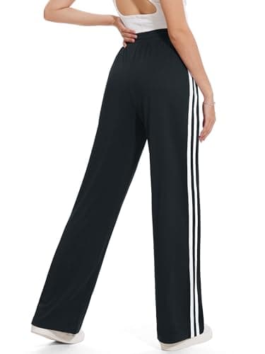 Tapata Women's 28" Inseam Petite Track Pants Loose Straight Leg Jogging Sweatpants Warm-Up Sports Athletic Running, Black, M