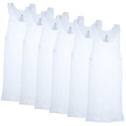 Hanes Mens ComfortSoft 6 Pack Tagless A-Shirts Undershirts, White, Large US
