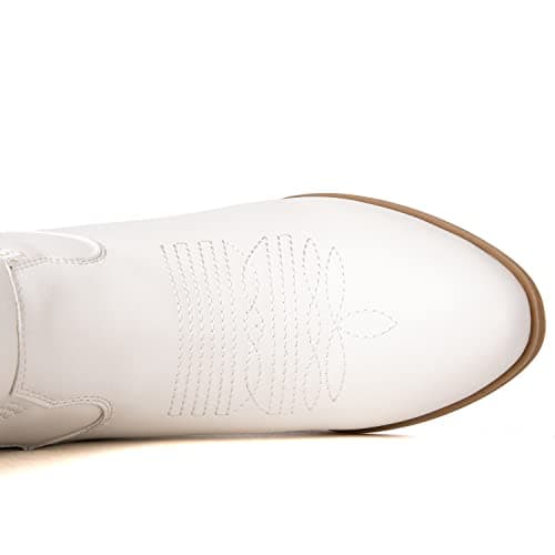 GLOBALWIN Women's Mid Calf The Western Cowgirl Boots Fashion Cowboy Boots For Women Chunky Low Heel, 19yy17 White, 10 — view 5