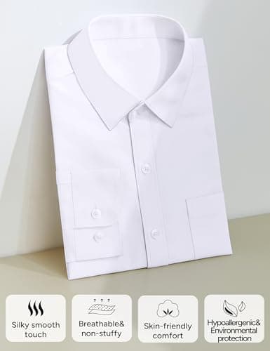 MagicSite Boys White Button Down Dress Shirt with Tie Little Kids Long Sleeve Button Up Shirt Size 10 for Big Boy — view 4