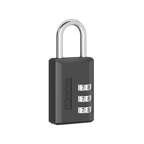 Master Lock Black Combination Padlock, Indoor Gym Locker Lock with Customizable 3-Digit Code for Luggage, Backpacks, Cabinets, 647BLKEC — view 4